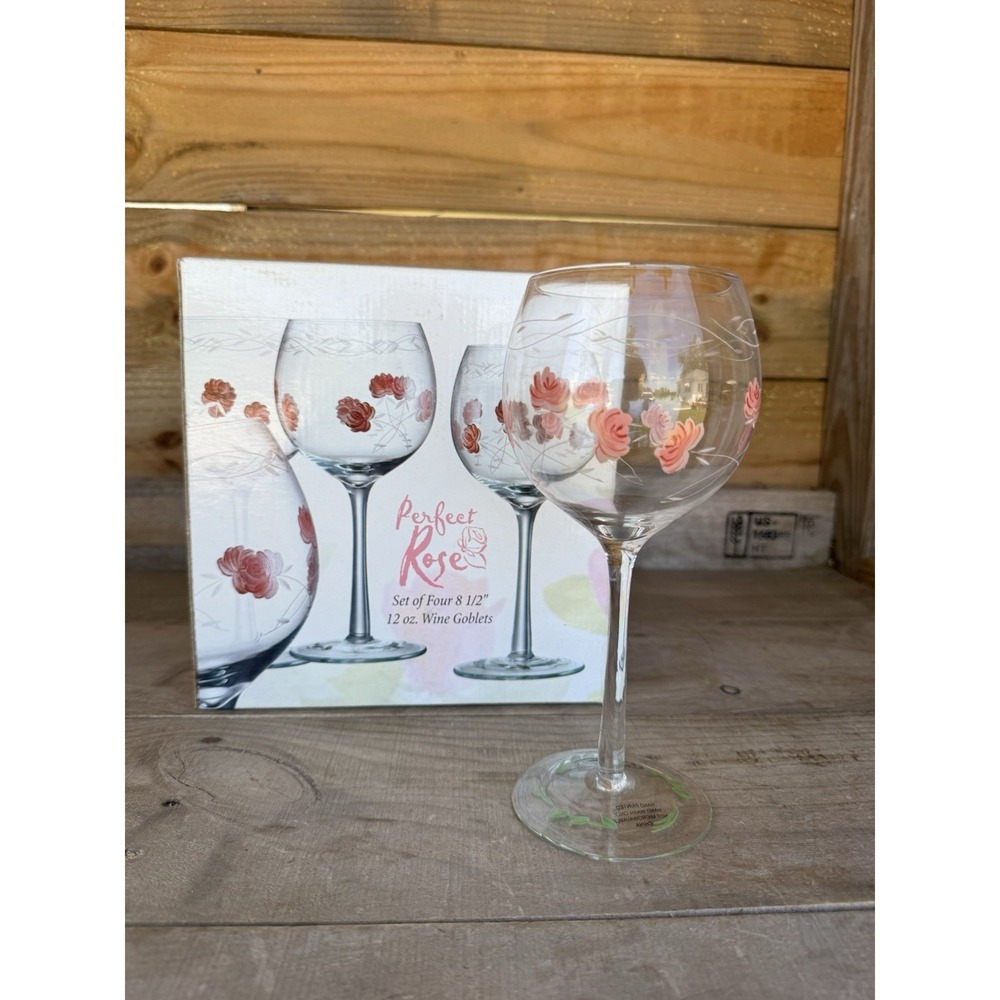 Set of 3 Home Essentials and Beyond Primavera Hand Painted Perfect Wine Glasses